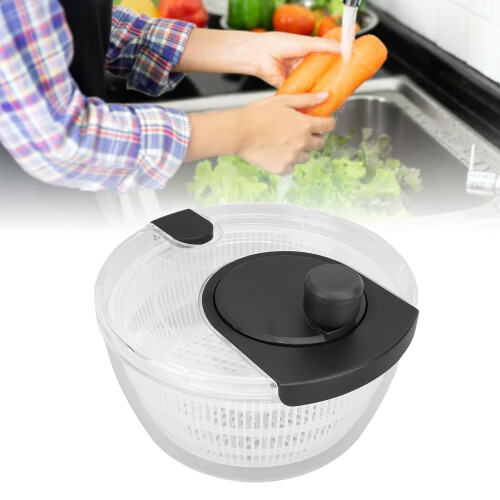 Manual Salad Dehydrator, Transparent Plastic, 24.5x17cm Kitchen Tool