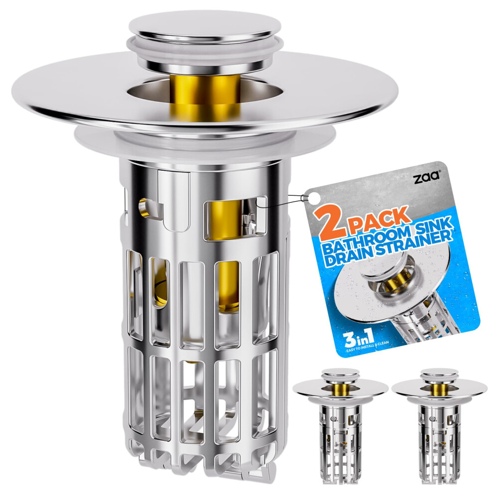 Bathroom Sink Stopper With Builtin Strainer, Pop Up Drain For 1.11.6 Inch, Prevent Hair Clogs 9187378109052