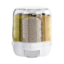6Grid Rotating Rice Dispenser 27.56lbs Large Capacity Dry Food Storage with 360 Rotation and Airtight Seal