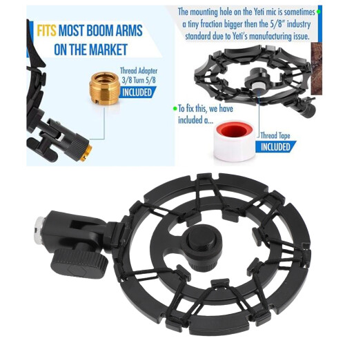 Aluminum Alloy Microphone Shock Mount Replacement for Blue Broad Compatibility 2