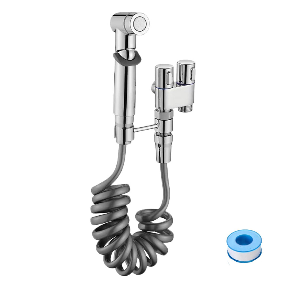 Bidet Sprayer With Dual Shower Capability, Silver Handheld Bidet For Toilet, Wall Mounted 2In1 Faucet 9187378110416
