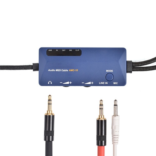 DOREMiDi MIDI to USB A Interface Cable with Reverb/Chorus Effects, 2m, Blue