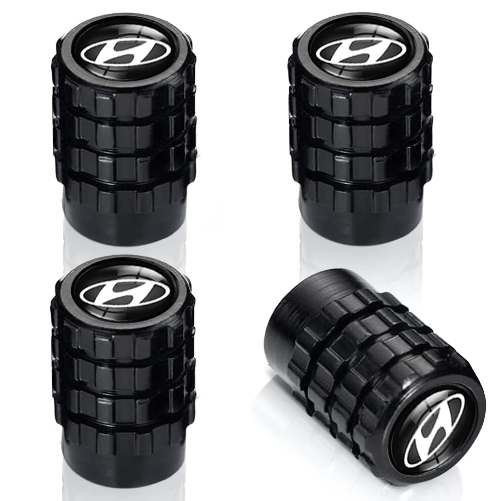 4Pcs Rustproof Aluminum Alloy Tire Valve Stem Caps For Hyundai Universal Fit Black 9187378112595