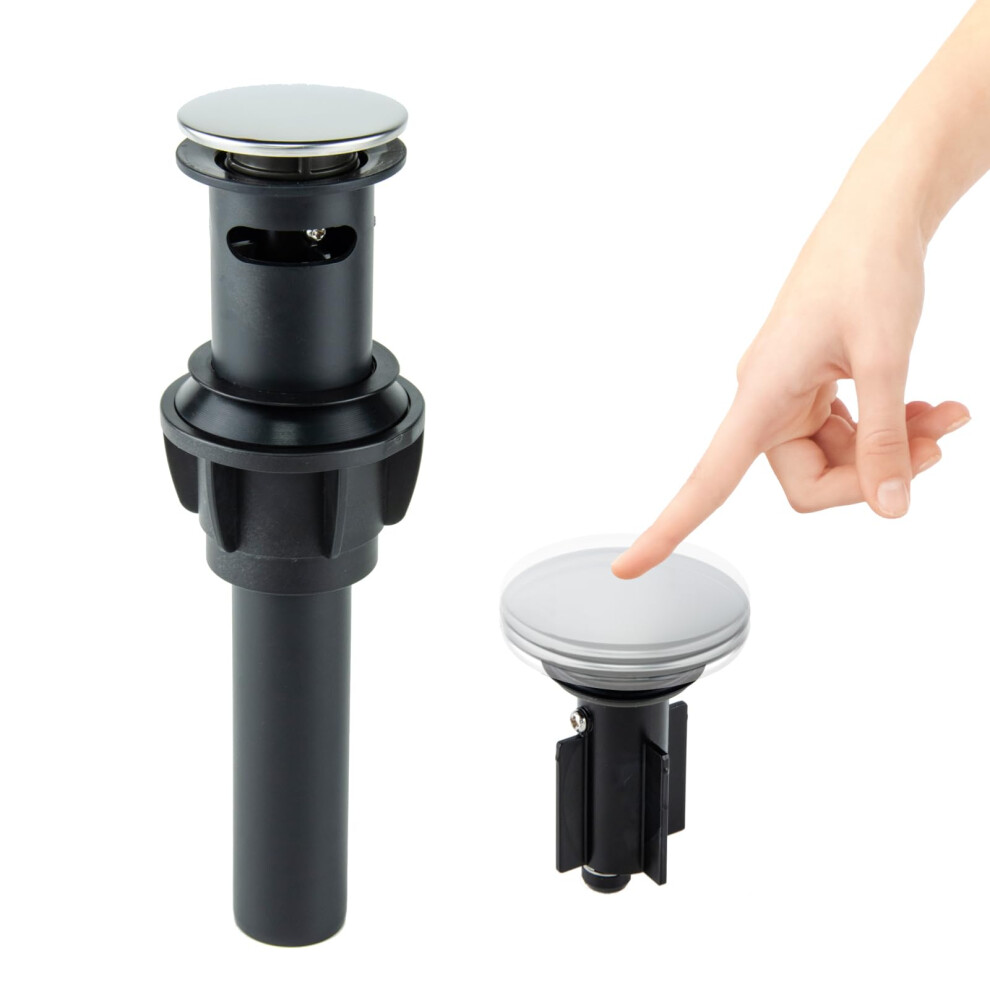 Bathroom Sink Drain With Overflow, Oneclick Pop Up Stopper, Leakproof Stainless Steel Strainer, Polished Chrome 9187378112656