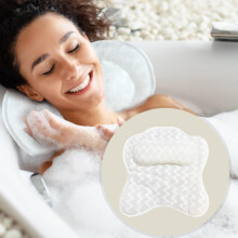 Luxury Bath Pillow for Head and Neck Support with Non Slip Suction Cups and Breathable Air Mesh
