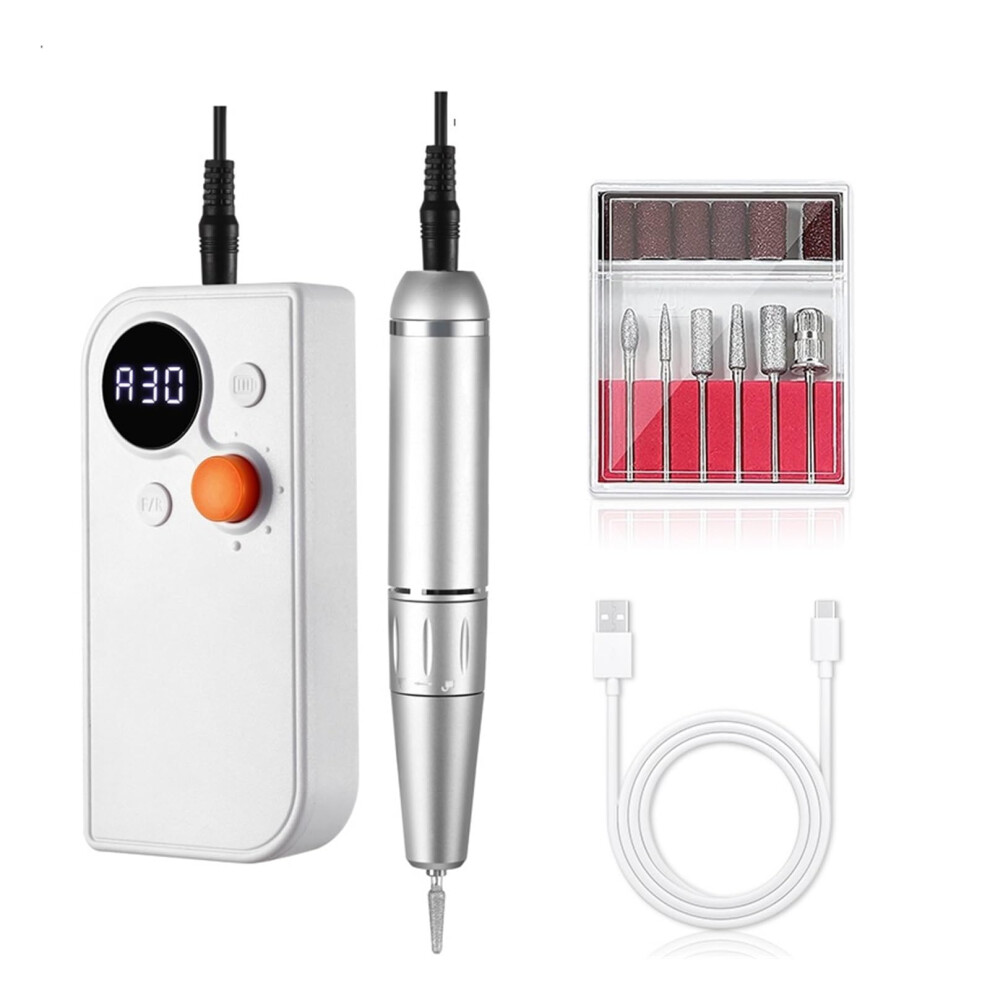 Electric Nail Drill 30000RPM Rechargeable Cordless Professional Manicure Tool for Acrylic Nails