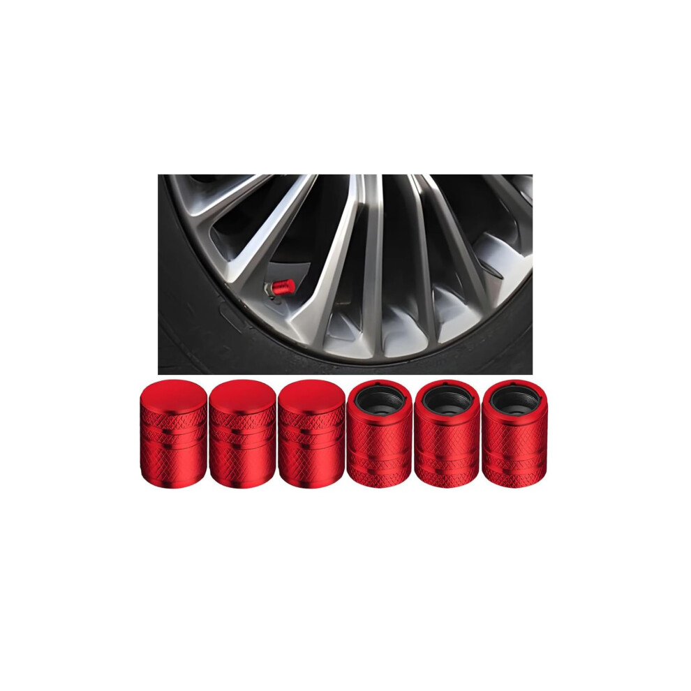 Car Tire Valve Caps 6Pcs Aluminum Stem Covers Leakproof Corrosion Resistant For Car Truck Motorcycle Red 9187378112984