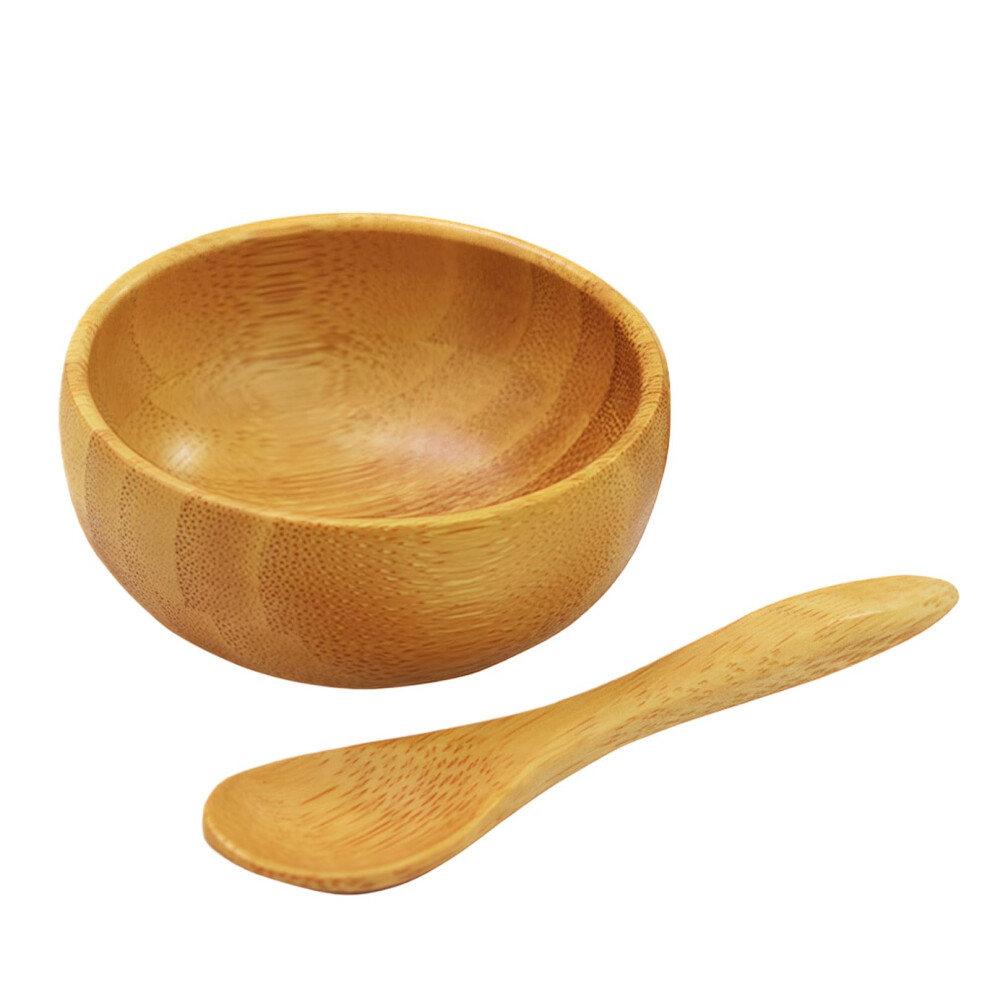 Eco Friendly Bamboo Face Mask Mixing Bowl Set with Spoon for DIY Skincare and Cosmetic Use