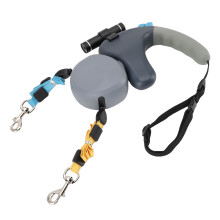 2 Hundeschleppleine 3m Grau mit LED-Licht & Aufbewahrungskordel