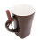 Ceramic Chocolate Melting Cup with Fork, 437g, Coffee Color 15