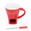 Ceramic Chocolate Melting Cup Mug with Fork, Red, 437g 2