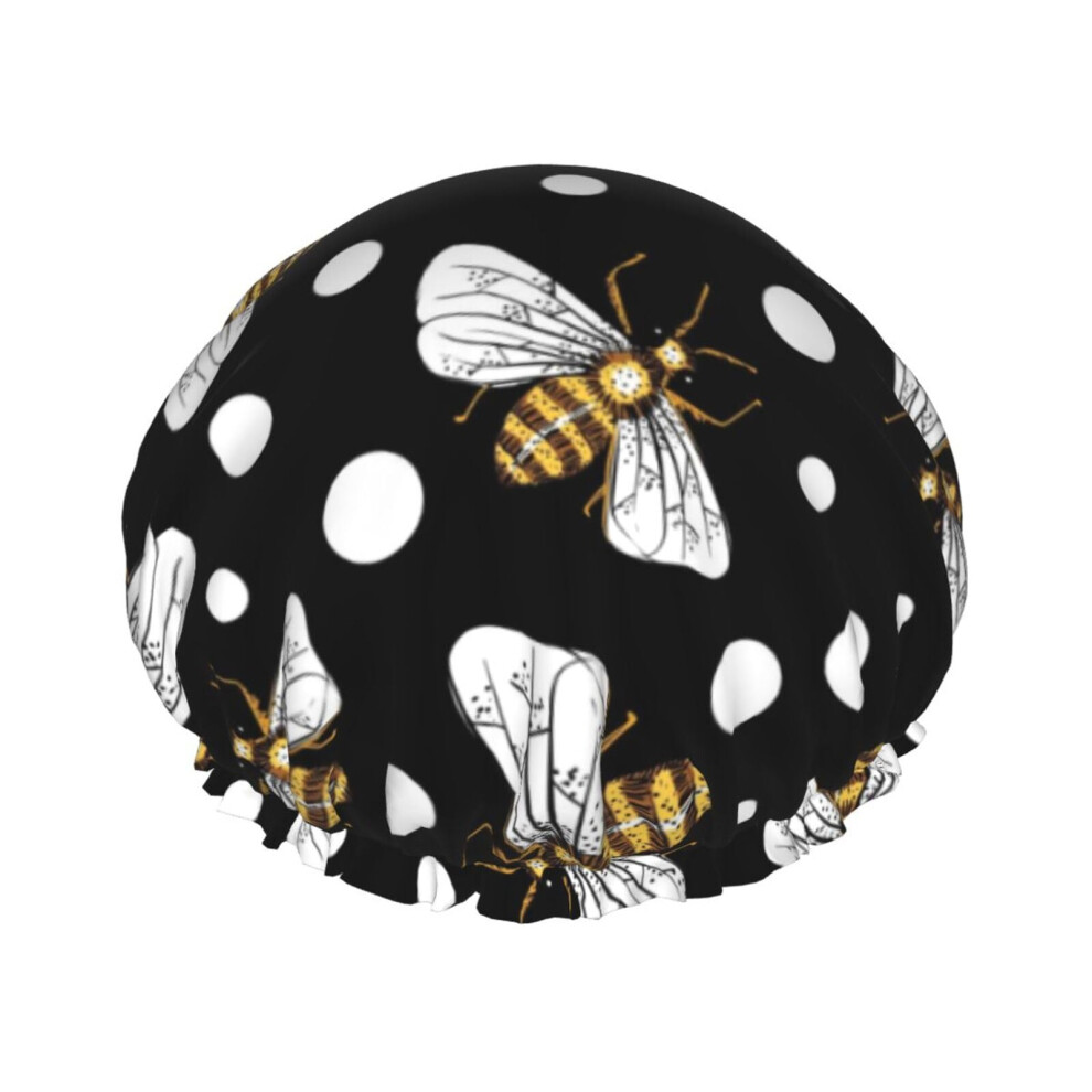 Extra Large Double Layer Waterproof Shower Cap for Women, Reusable Hair Hat for Long Thick Hair