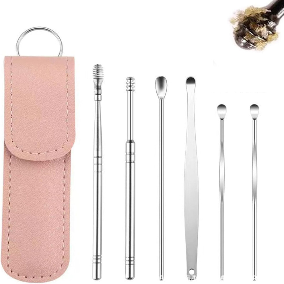 Ear Wax Removal Tool Stainless Steel Kit with Safe Spiral Tip and Brush for Effective Cleaning