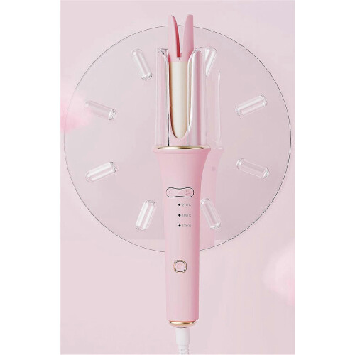 (pink)New Automatic Curling Rod Mini 25MM Automatic Curling Rod  Big Wave Lazy Curling Rod 1