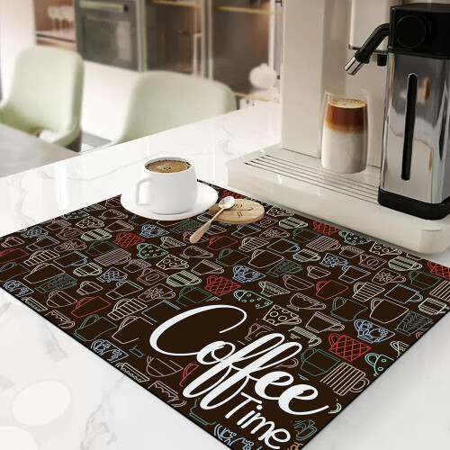 Coffee Bar Mat with Super Absorbent Surface and Waterproof Backing for Coffee Maker Kitchen Counter 2