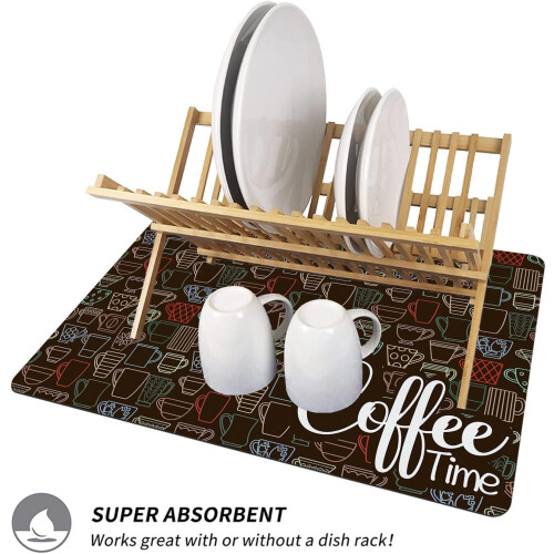 Coffee Bar Mat with Super Absorbent Surface and Waterproof Backing for Coffee Maker Kitchen Counter 1