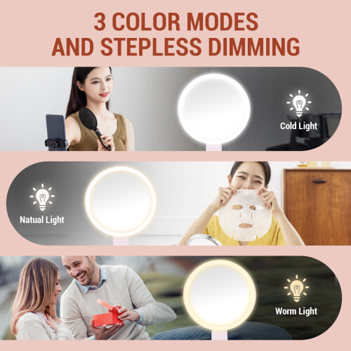 Lighted Double-Sided Makeup Mirror 1X/30X, 3 Color LED, USB Rechargeable 2