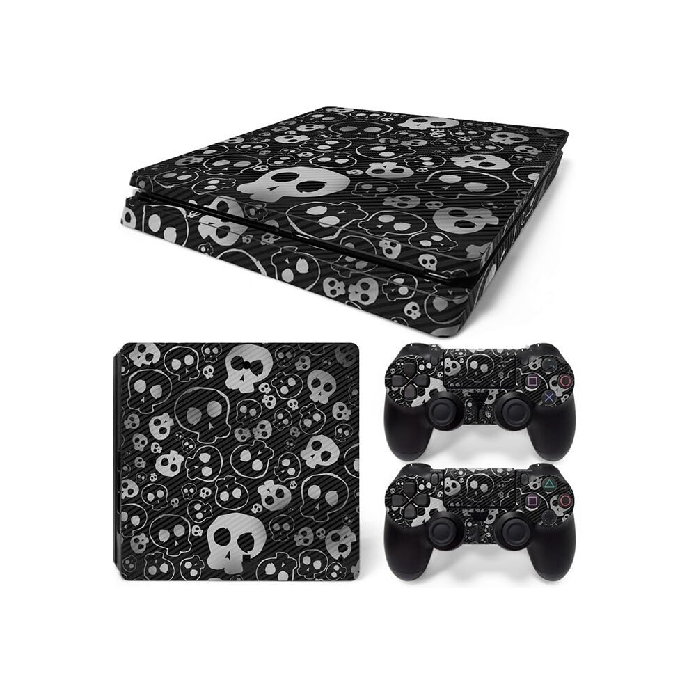 Skull Design Vinyl Decal Skin Cover For Ps4 Slim Console And 2 Controllers, Scratchresistant 9187378118542