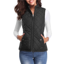 Colete Acolchoado Feminino com Gola Alta e Zíper Preto S