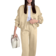Completo da Donna Composto da 2 Pezzi: Tuta Oversize con Cerniera, Felpa A Maniche Lunghe e Pantaloni Larghi Della Tuta Colore Albicocca M