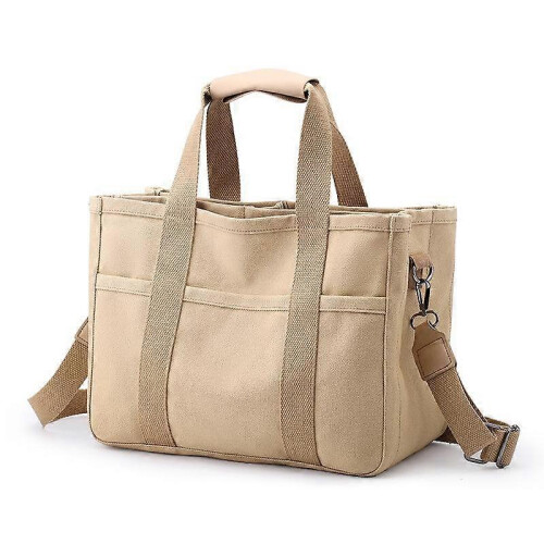 (khaki) Handheld Canvas Bag Multifunctional Single Shoulder Bag Home Storage Bag