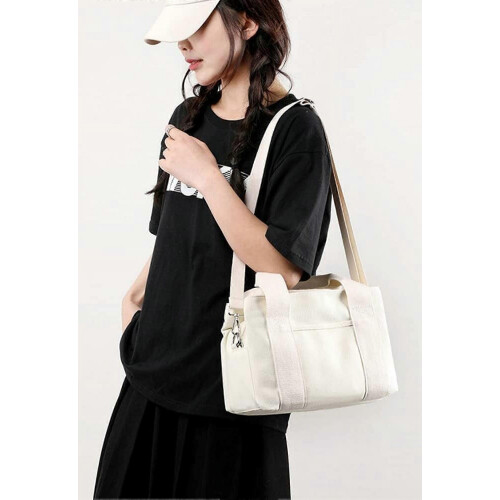 (khaki) Handheld Canvas Bag Multifunctional Single Shoulder Bag Home Storage Bag 2