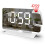 Projection Digital Clock,Alarm Clock Bedside,7.3'' LED Mirror with Date Display,Dual Alarm,DST,Snooze Function White 1