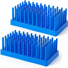 2er-Pack Blaue Kunststoff-Reagenzglasständer, 66 Spalten, Tropfdesign, zum Trocknen und Aufbewahren für Labor und Wissenschaftliches Labor