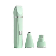 (3 in 1 green) All in one Pet Electric Hair Trimmer 5V USB With 2/3/4 Blades Professional Recharge Haircut For Dogs Cat Grooming Clipper Nail Grinder