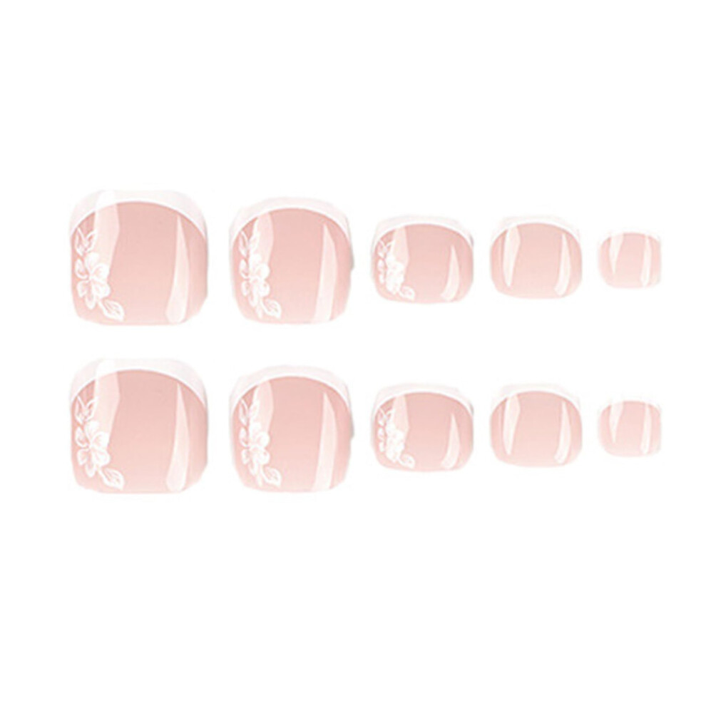 White French Tip Press On Toenails Salonquality Diy Pedicure False Toenails Chipresistant