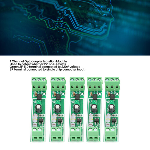 5 pezzi Modulo di isolamento a optocoupler a 1 canale, rilevamento tensione AC, PCB per PLC 2