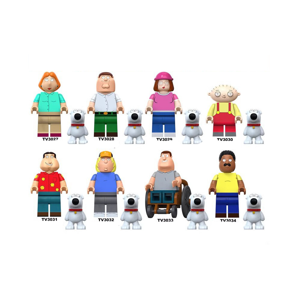 Enekio 8Pcs Family Guy Building Block Minifigures Kids Gifts Toys Fits Lego