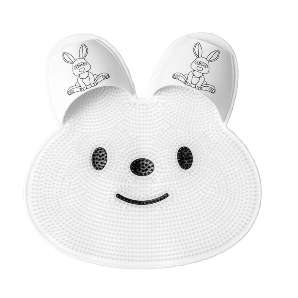 Gray Silicone Foot Scrubber For Shower With Antislip Suction Base And Gentle Massage Bristles