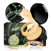 CC Cream Foundation Set with Air Cushion Puff, Moisturizing Brightening Makeup for Mature Skin Buff Beige