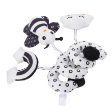 Black & White Plush Spiral Carseat Rattle Toy with Bell for Baby Crib