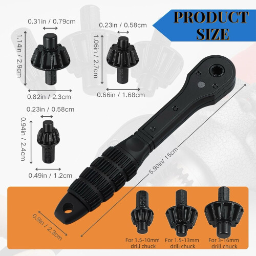 2in1 Ratcheting Drill Chuck Key Wrench for Quick Bit Changes and Universal Power Tool Compatibility 1