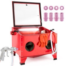 AREBOS Sand Blasting Cabinet 90L | Sand Blasting Machine |incl. blasting gun with 4 ceramic nozzles | gloves | viewing window + 5 replacement foils