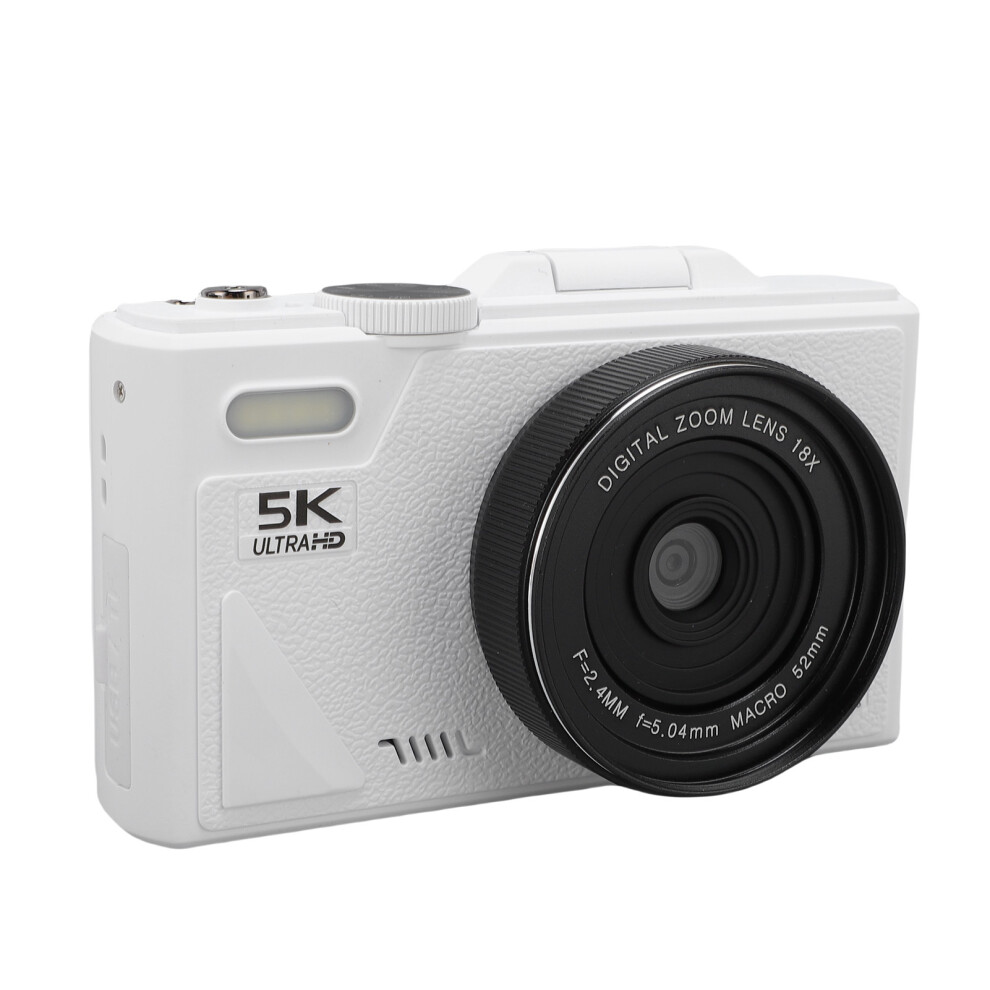 75Mp 5K Digital Camera With Wifi 18X Zoom Auto Focus 3" White 6911383177439