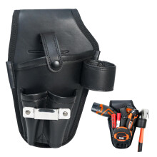 Leather Electrician Tool Pouch with Belt Clip, FivePocket Tool Belt Organizer for Drill and Hardware