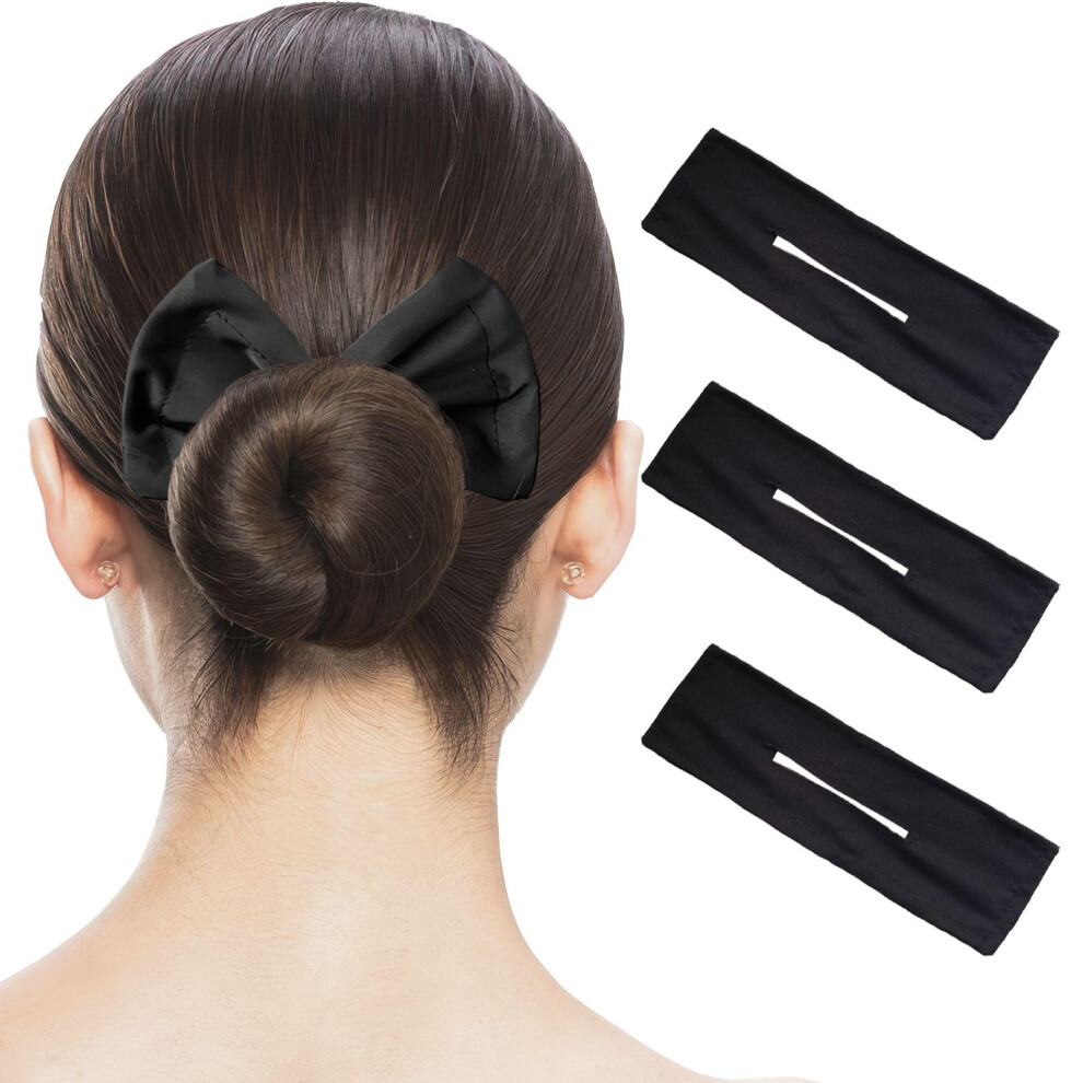Unisex Black Hair Bun Maker Set With Satin Nodamage Design For Quick Styling And Secure Flexible Hold, 3Pcs