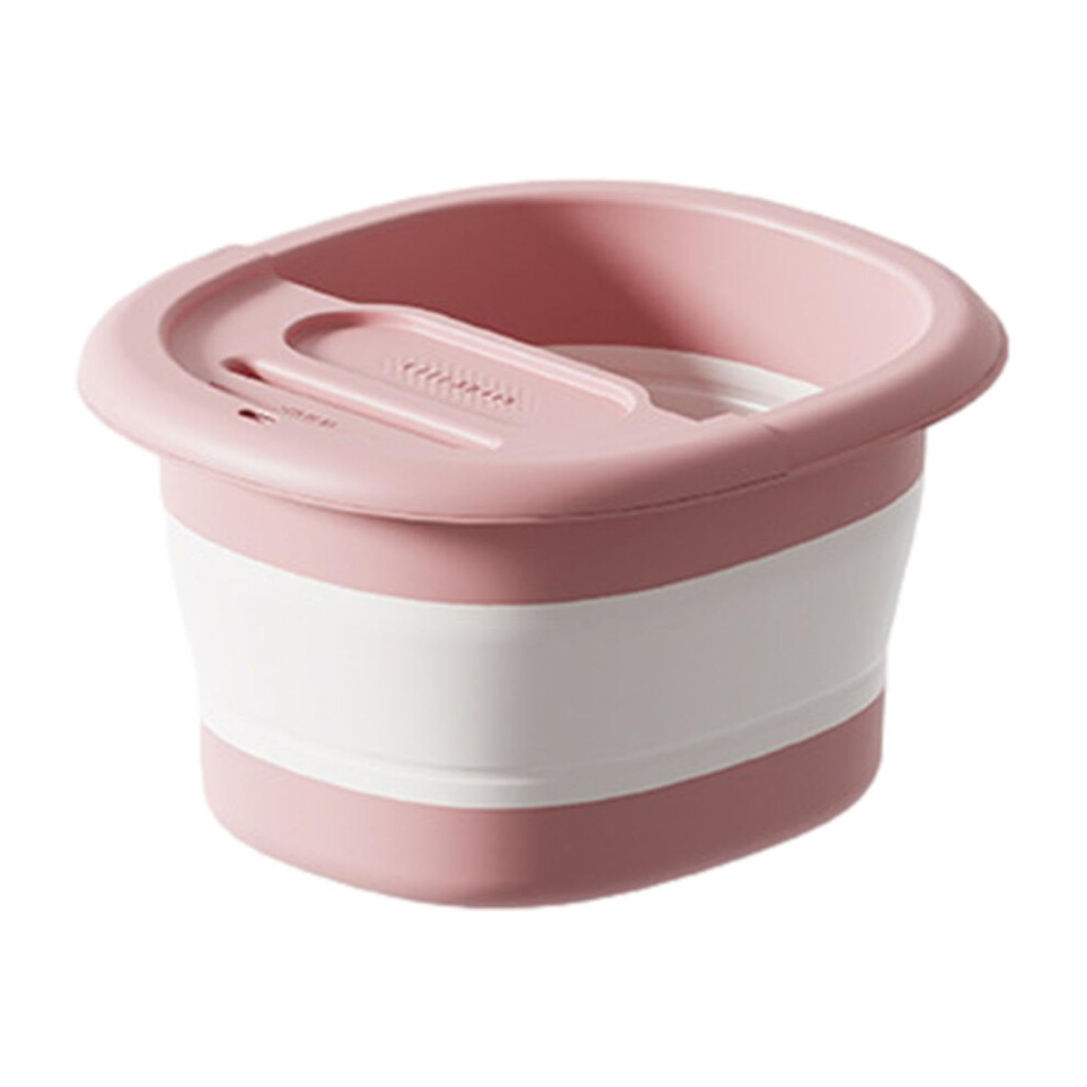 Pink Collapsible Foot Soak Tub With Massage Bumps, Foldable Spacesaving Pedicure Basin For Home And Travel
