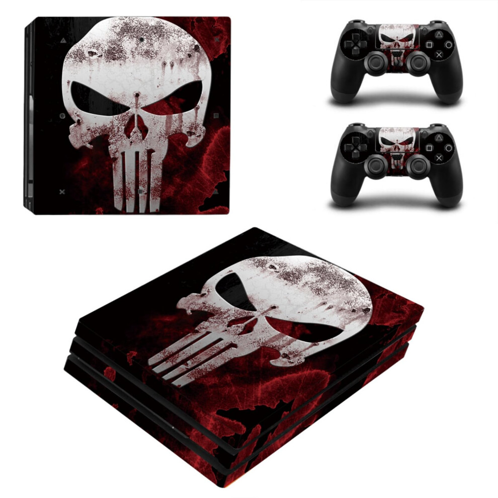 Skull Decal Full Coverage Protective Wrap Skin For Ps4 Console And Ps4 Pro Controller Grey 9187378129760