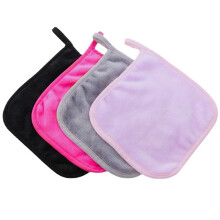 Makeup Remover Pads 4pcs Reusable Microfiber Cloths Gentle on Sensitive Skin with Storage Bag 20x20cm