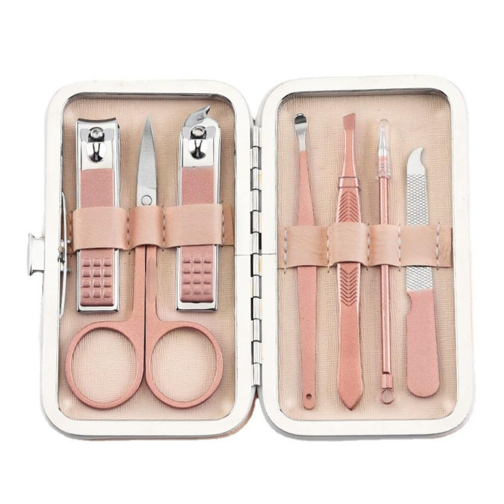 Gold Rose 7Pcs Stainless Steel Nail Clipper Set, Compact Travel Manicure Pedicure Kit