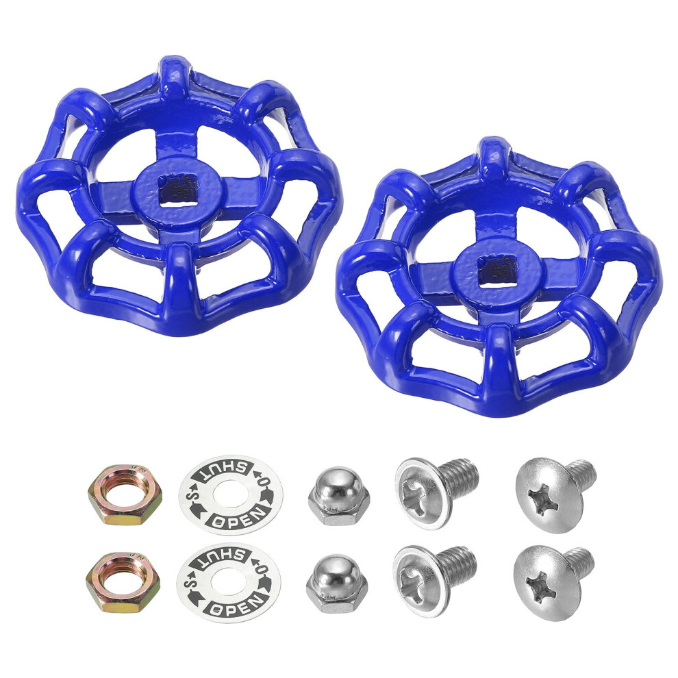Outside Faucet Handle 7X7mm Cast Steel Rustresistant Blue Round Wheel Water Spigot Replacement 2Pcs 9187378132098