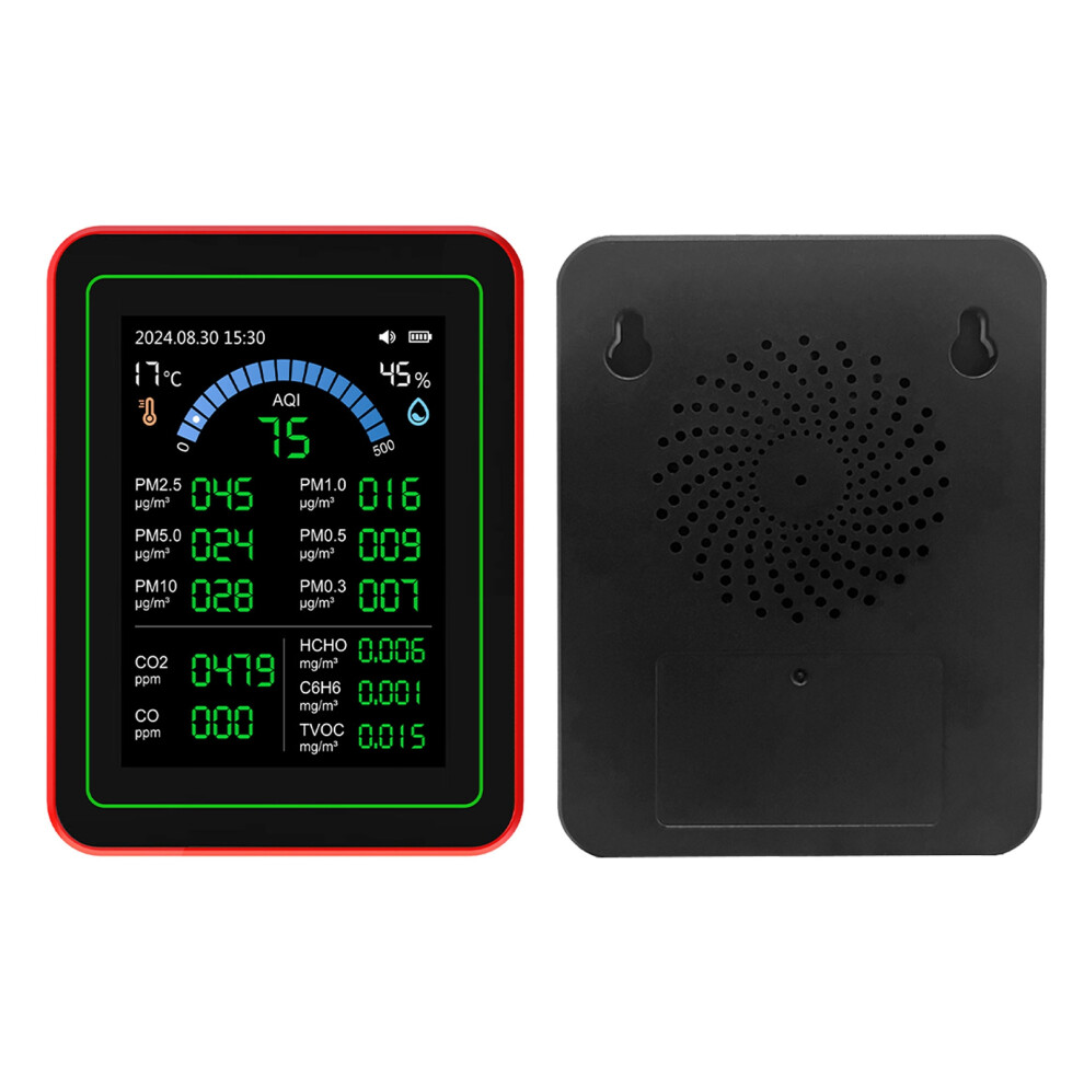 Black Air Quality Meter 18 In 1 Co2 Tvoc Hcho Pm2.5 Temp Humid
