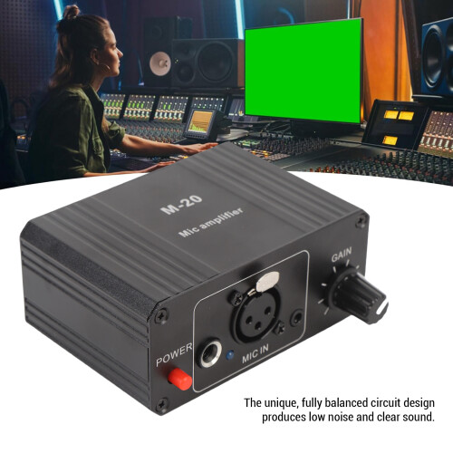 48V Microphone Preamp, 3.5mm/6.5mm/XLR, Low Noise, Black 2