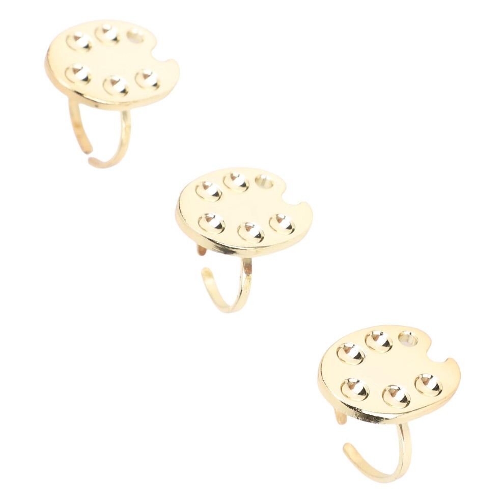 3PCS Aluminum Mini Nail Art Palette Finger Rings for Nail Polish Mixing and Display