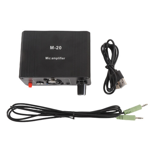 48V Microphone Preamp, 3.5mm/6.5mm/XLR, Low Noise, Black 1