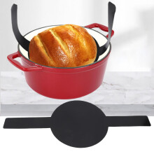 Black Silicone Dutch Oven Mat with Long Handles, Anti-Stick & Oil Proof